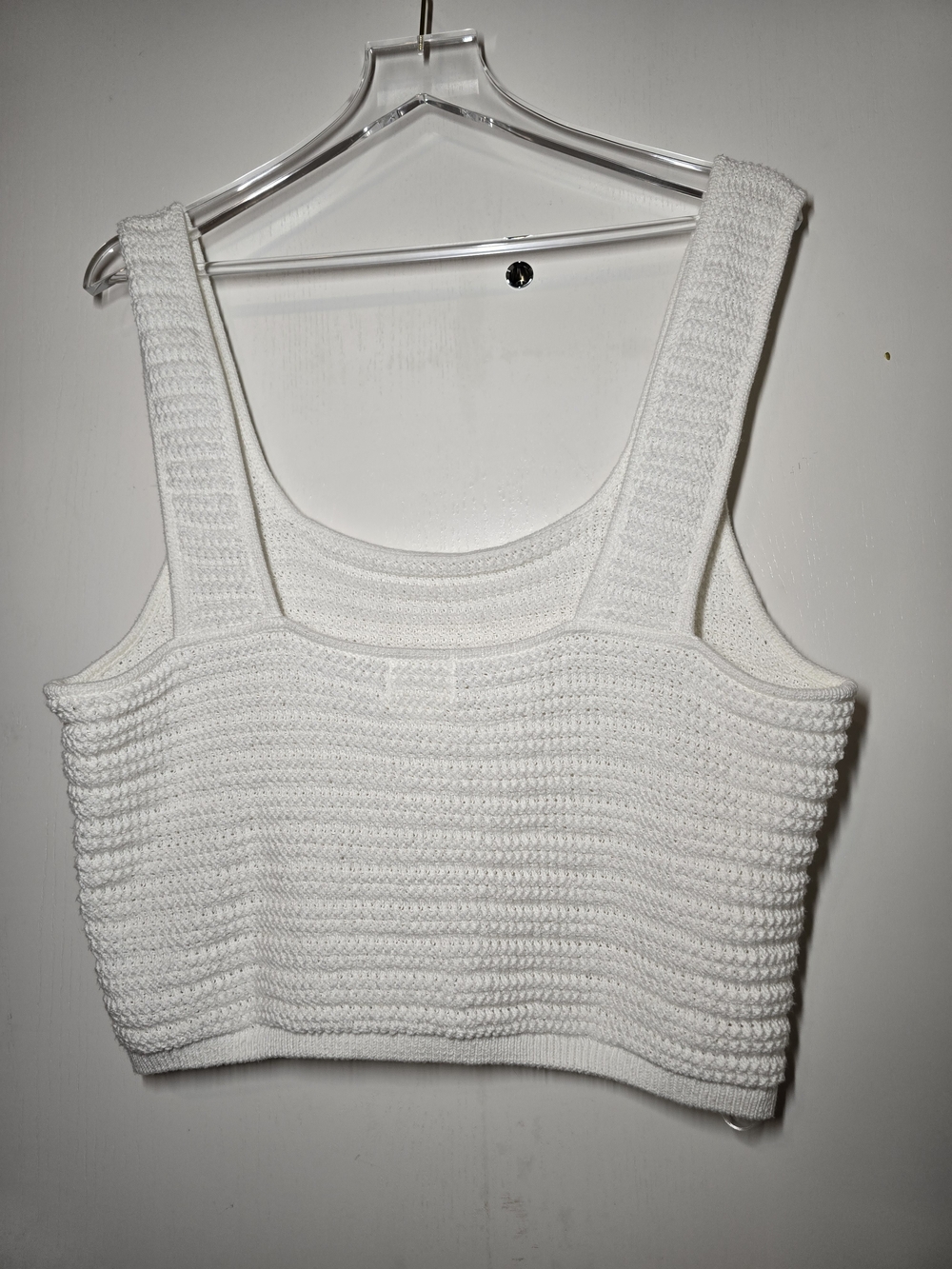 H&M White Cropped Ribbed Tank Top - Picture 3 of 4